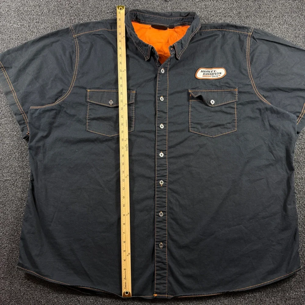 Harley-Davidson Racing Mechanic Shirt Men 5XL Button Short Sleeve Spellout Patch